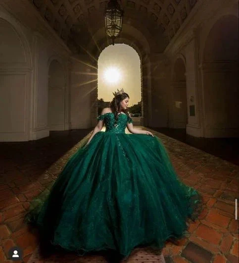 Off The Shoulder Green Prom Dress Sweet 16 Dress Ball Gown Y3029 by simplepromdress