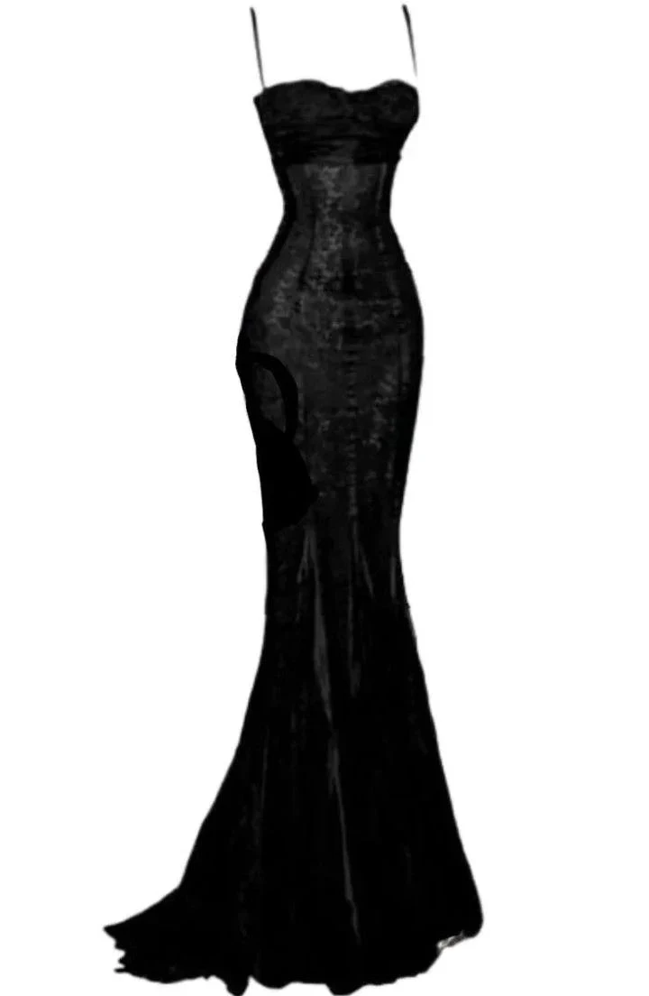 Sexy Black Lace Mermaid Evening Dress Classy Prom Dress Y7836 by simplepromdress