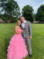 Charming Pink A-line Tulle Tiered Prom Dress,Pink Tulle Evening Dress Y2161 by simplepromdress