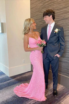 Elegant Pink Mermaid Prom Dress Pink Evening Dress Y7386 by simplepromdress