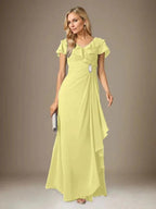 Stormy A-Line V-Neck Ruched Chiffon Dress by Dreamylily