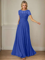 Dark Navy A-Line Boatneck Sequins Chiffon Dress by Dreamylily