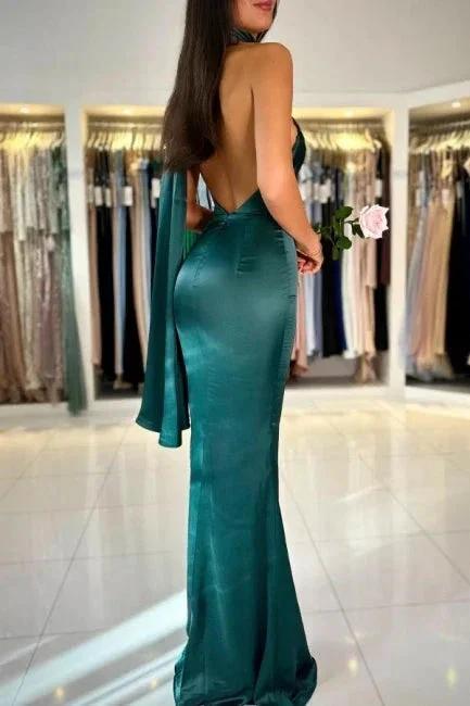 Dark Green High neck mermaid Prom Dress by misshow.com