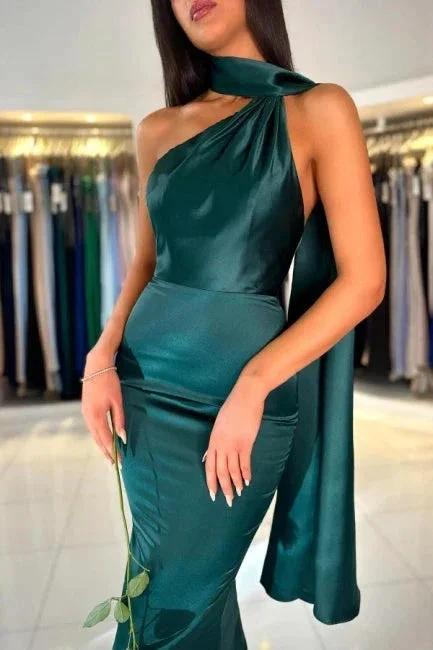 Dark Green High neck mermaid Prom Dress by misshow.com