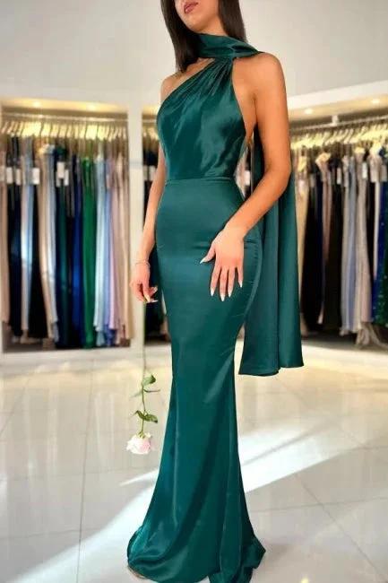 Dark Green High neck mermaid Prom Dress by misshow.com