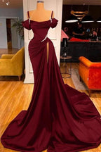 Dark Green Long Off-the-Shoulder Mermaid Prom Dress with Slit by BIZTUNNEL