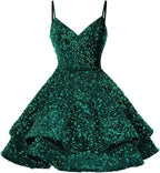 Sequin Homecoming Dresses for Teens Sparkly Short Prom Dresses SYH87 by vivymakudress