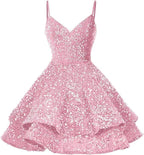 Sequin Homecoming Dresses for Teens Sparkly Short Prom Dresses SYH87 by vivymakudress