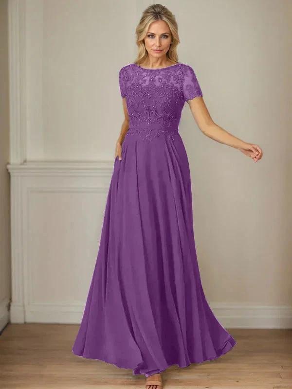 Dark Navy A-Line Boatneck Sequins Chiffon Dress by Dreamylily