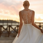 Deep V Neck Chiffon Beach Wedding Dress Elegant Illusion Back Lace Bridal Gowns White Evening Gowns Vestidos De Novia by payinti