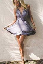 Deep V-Neck Criss-Cross Straps Short Blush Satin Homecoming Dress PG198 by pgmdress