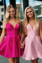 Designer Short A-line Spaghetti Straps Sleeveless Ruffles Satin Openback Homecoming Dresses by misshow.com