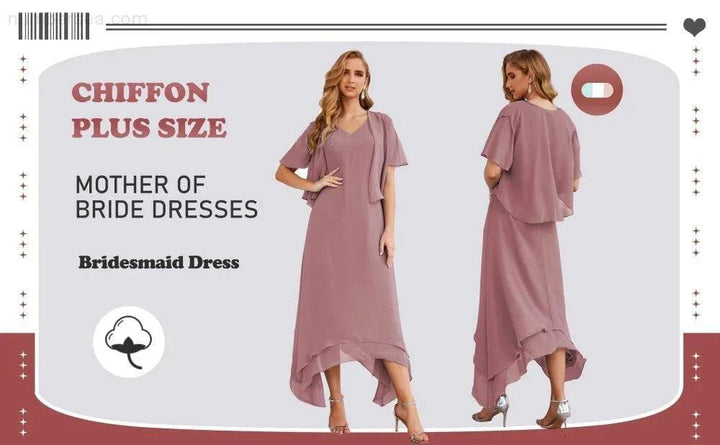 Sunnderly Chiffon Plus Size Mother of Bride Dresses with Jacket Formal Dresses for Wedding SY28073 by numbersea