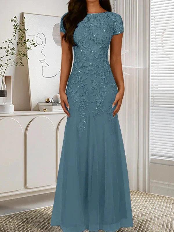 Dark Navy Mermaid Scoop Sequins Tulle Dress by Dreamylily