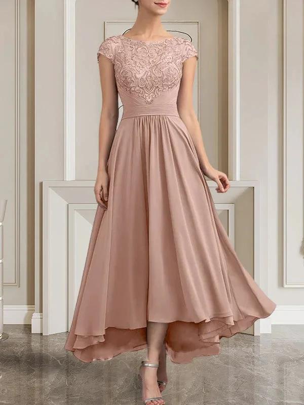 A-line Scoop Floor-Length Lace Chiffon Mother of the Bride Dress With Sequins by Dreamylily