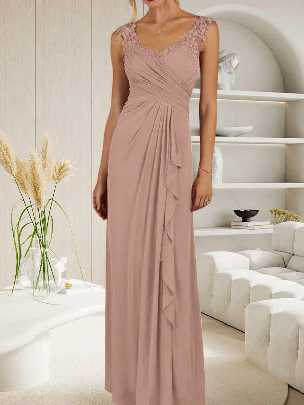 Vestido de malla plisada con escote corazón y corte en A color champán