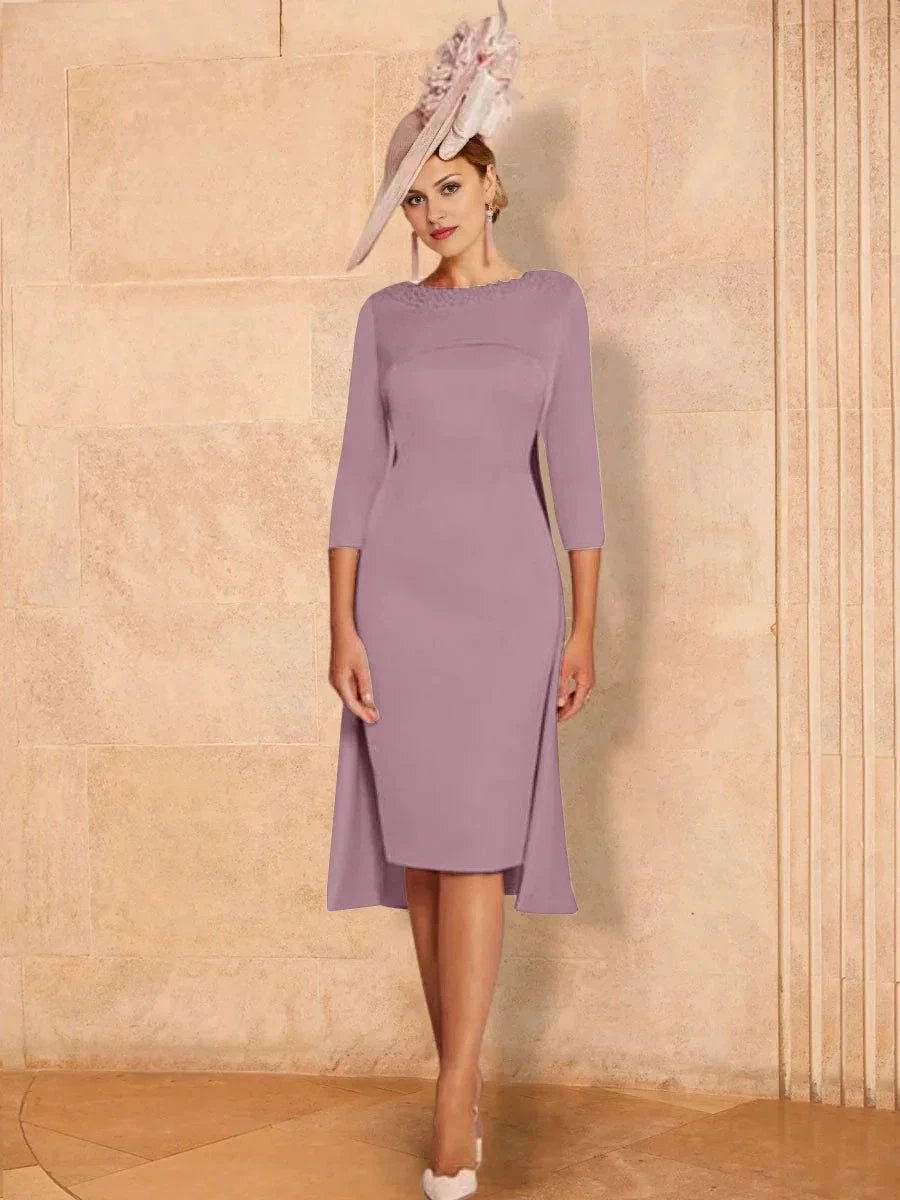 Sheath/Column Long Sleeves Mother of the Bride Dresses with Beading by Dreamylily