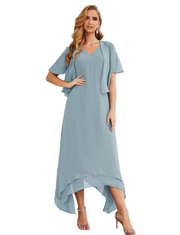 Sunnderly Chiffon Plus Size Mother of Bride Dresses with Jacket Formal Dresses for Wedding SY28073