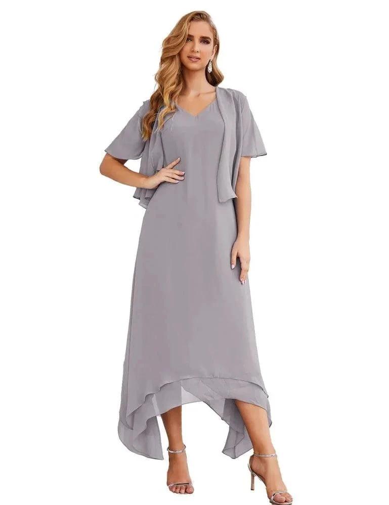 Sunnderly Chiffon Plus Size Mother of Bride Dresses with Jacket Formal Dresses for Wedding SY28073 by numbersea
