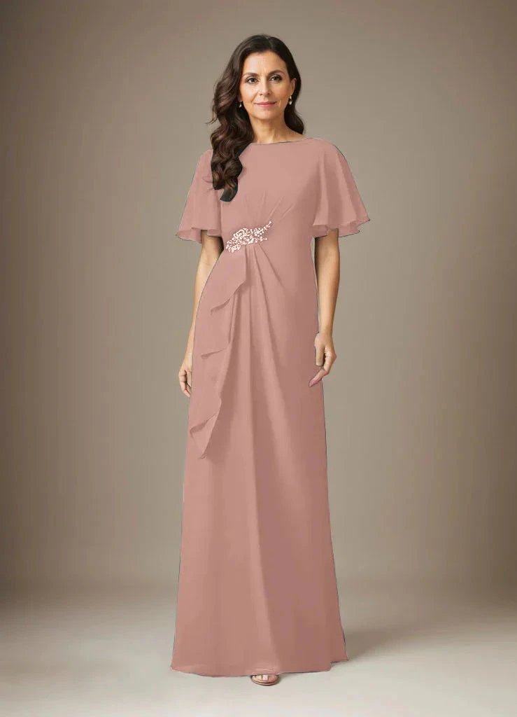 Dark Navy Sheath Beaded Chiffon Dress by Dreamylily
