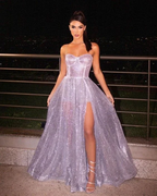 A-line Spaghetti Straps Unique Modest Elegant Sparkly Long Women Evening Dress Y5995 by simplepromdress
