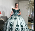 Off Shoulder Ball Gown with 3D Flowers Sweet Birthday Dresses 15 16 Quinceanera Dresses Y1475 by simplepromdress