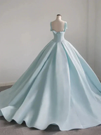 Blue Satin Long Ball Gown , Blue Sweet 16 Dress Y392 by simplepromdress