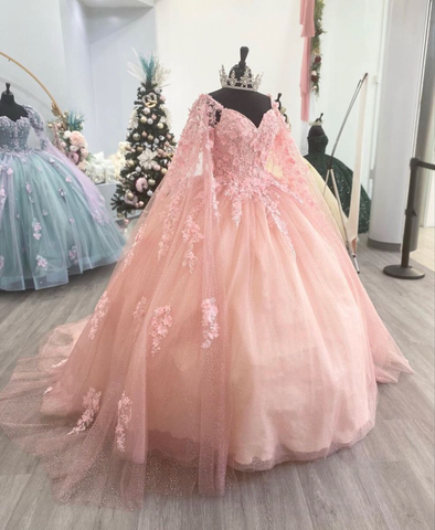 Rosa Quinceanera Ballkleid mit Applikationen Sweet 16 Kleid Y2806