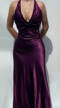 Sexy V Neck Satin Evening Dress Long Prom Dress Y7781 by simplepromdress