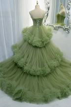 Green Tulle Long Prom Dresses, A-Line Formal Evening Dresses Y2029 by simplepromdress