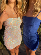 Lovely Spaghetti Straps Homecoming Dress Blue Bodycon Dress Y2102 by simplepromdress