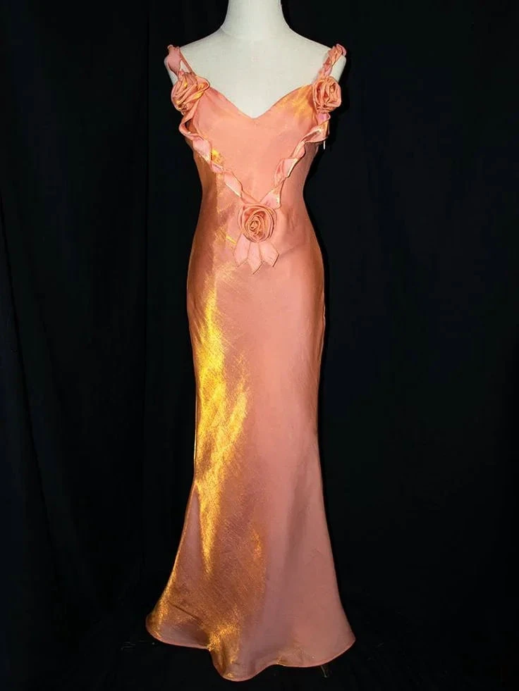 Charming Satin Flowers Long Mermaid Evening Dress Formal Prom Dress Y8219 by simplepromdress