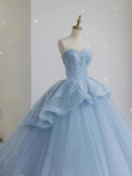 Glamorous Blue Sweetheart Tulle Princess Dress,Blue Ball Gown,Blue Fairy Dress Y6472 by simplepromdress