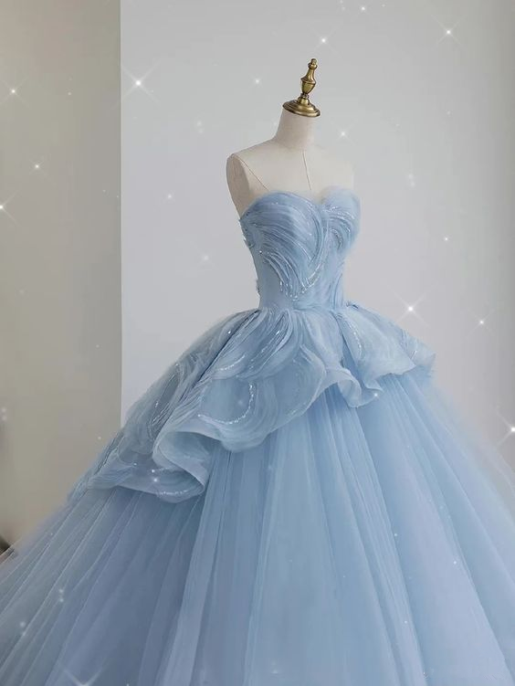 Glamorous Blue Sweetheart Tulle Princess Dress,Blue Ball Gown,Blue Fairy Dress Y6472 Hover Image