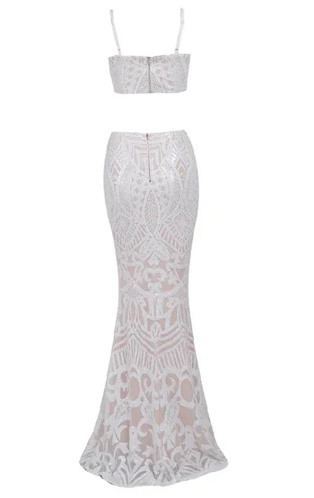 Robe de mariée sirène blanche en deux pièces Robe de mariage de plage sexy Y1386