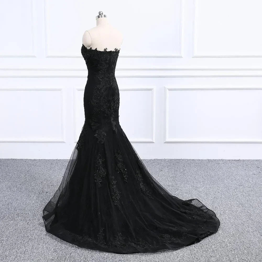 Sweetheart Neckline Black Mermaid Wedding Dress Y1776