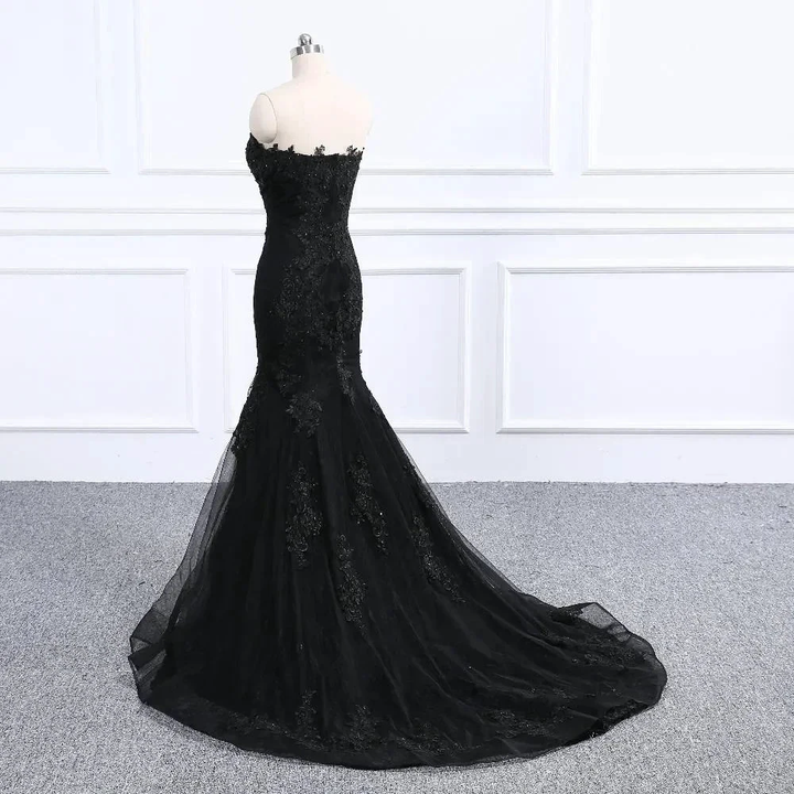 Sweetheart Neckline Black Mermaid Wedding Dress Y1776 by simplepromdress