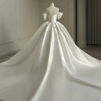 Heavy Industry Luxury Satin Tail Wedding Dress Y6858 by simplepromdress