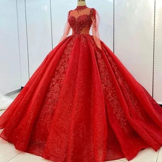 Luxurious Red Ball Gown,Red Princess Dress Y6571 by simplepromdress
