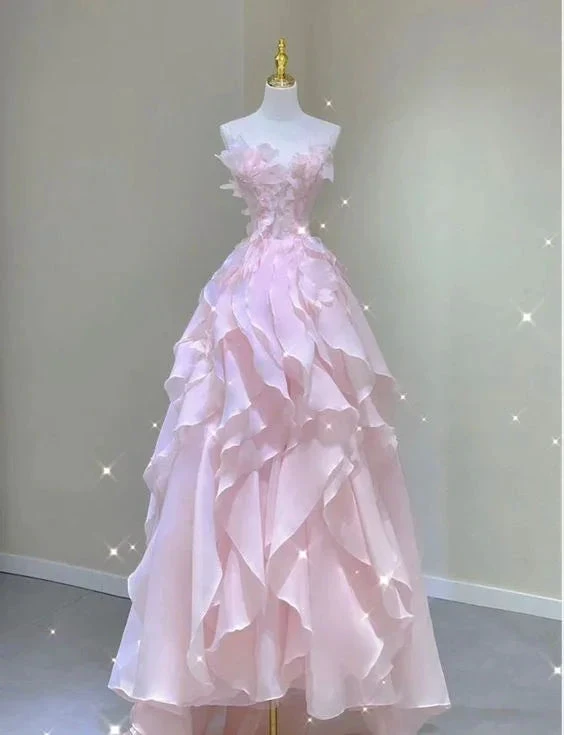 Dreamy Pink Ruffles Princess Dress,Pink Ball Gown Y1971 by simplepromdress