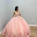 Pink Quinceanera Dresses with Lace Appliques Mexican Ball Gown 15th Birthday Dress Y4675 by simplepromdress