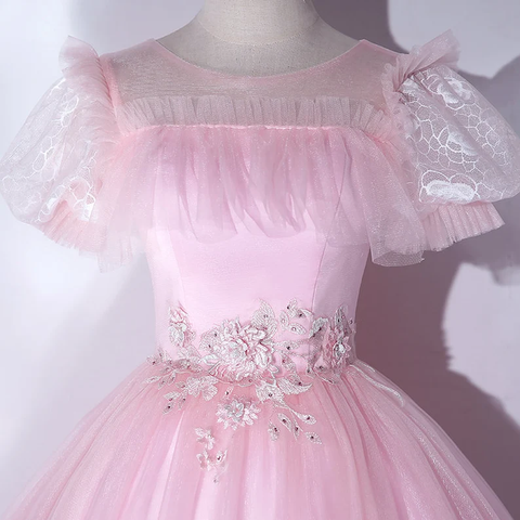 Hermosos vestidos de quinceañera rosas de lujo, mangas abullonadas, vestido de fiesta plisado clásico con cremallera en la espalda, vestido de baile Y2588