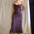 Vintage Print Ruffles Evening Dress Purple Straps Prom Dress Y7876 by simplepromdress