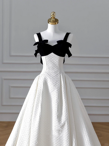 Elegante vestido de noche largo de satén blanco con corte en A, vestido de fiesta y boda formal Y8611