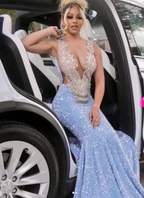 Blue Sparkly Evening Dress Long Mermaid Prom Dress Y1647 by simplepromdress