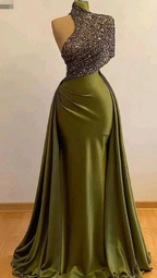 High neck vintage evening dresses long sparkly vintage elegant evening gowns Y390 by simplepromdress