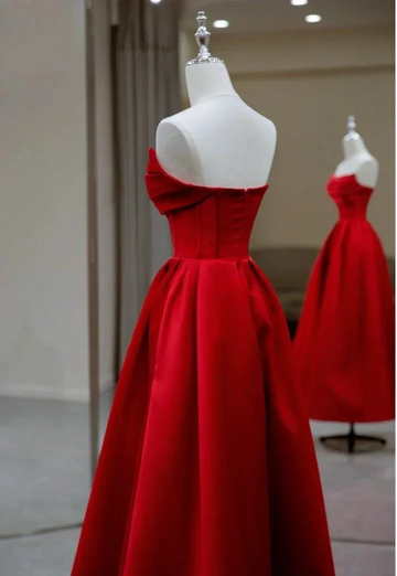 Stylish Flat Neck Satin Backless Pleated Floor Length A Line Evening Gown Prom Dress Y6815 by simplepromdress
