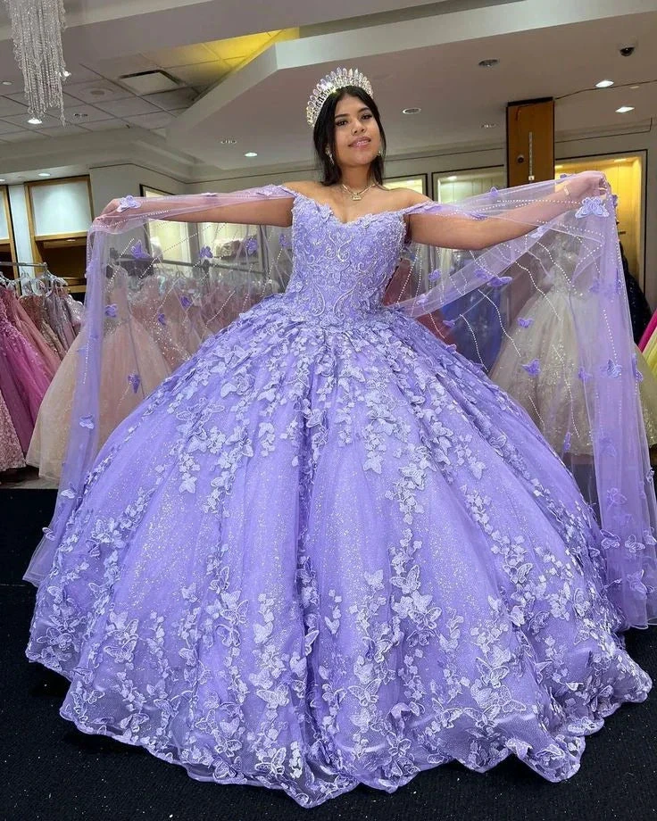 Luxurious Lavender Ball Gown With Butterflies,Sweet 16 Dress Y6755 by simplepromdress