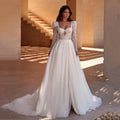 Boho A-Line Wedding Dresses Long Sleeve Sweetheart Bridal Dress Elegant Princess Evening Wedding Gowns Custom Size by payinti