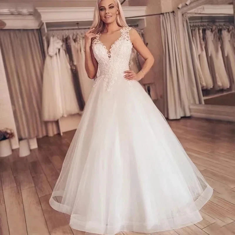 Elegant A Line Boho Custom Made Wedding Dress Beach Bridal Gowns Plus Size Lace Vestidos De Noiva Simple Свадебное платье by payinti